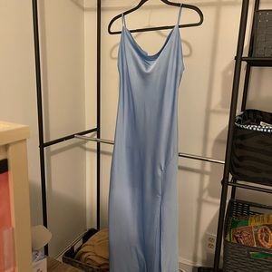 Blue Silky Slip Dress